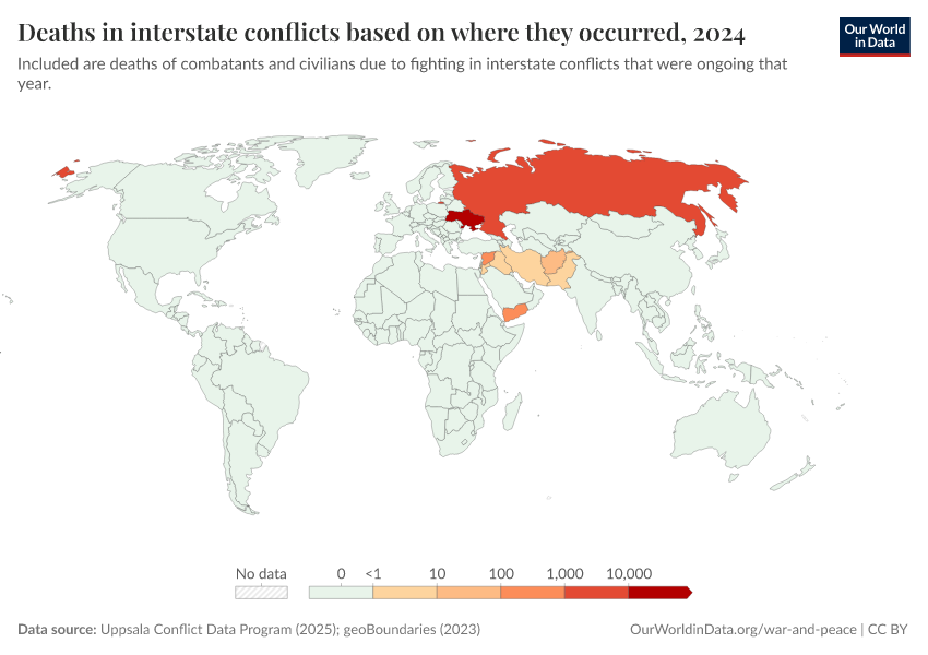 A thumbnail of the "Deaths in interstate conflicts based on where they occurred" chart