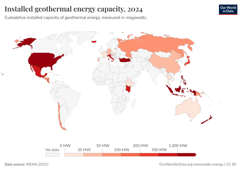 A thumbnail of the "Installed geothermal energy capacity" chart