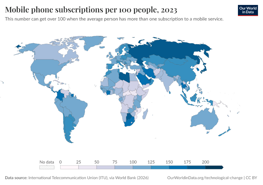A thumbnail of the "Mobile phone subscriptions per 100 people" chart