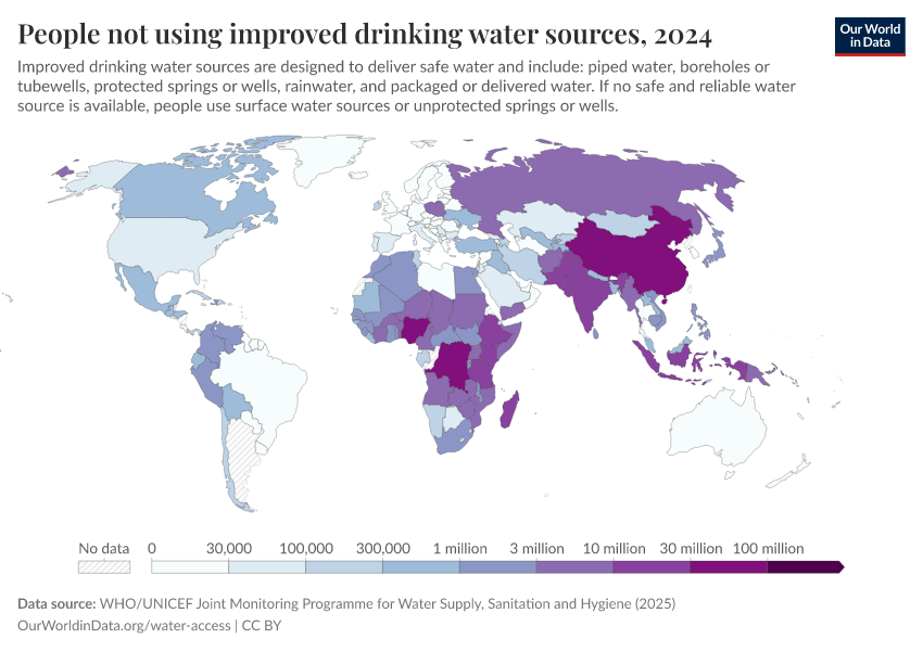 A thumbnail of the "People not using improved drinking water sources" chart