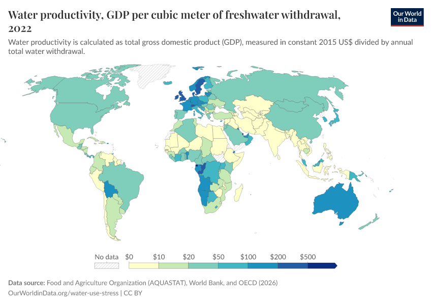 A thumbnail of the "Water productivity, GDP per cubic meter of freshwater withdrawal" chart